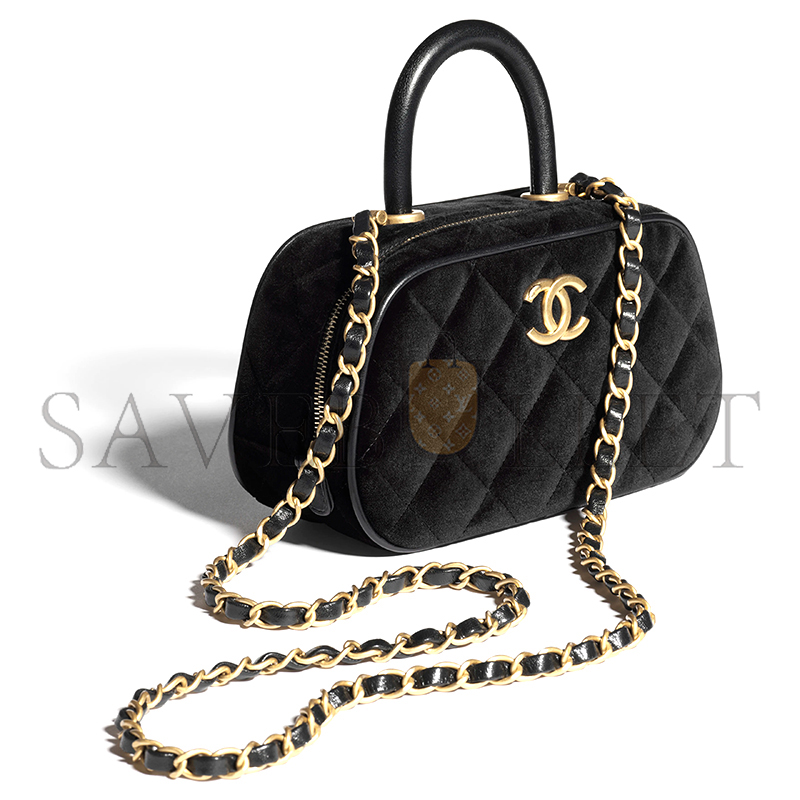 Ch**el mini bowling bag velvet and calfskin as5572 (20*11.5*8.5cm)